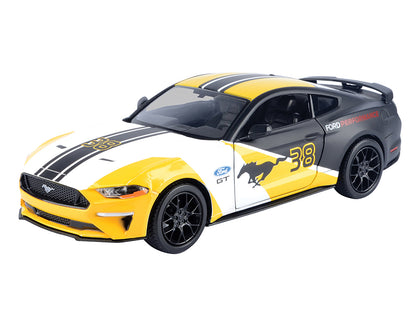 2018 Ford Mustang GT #38 White and Matt Black with Yellow Graphics "GT Racing" Series 1/24 Diecast Model Car by Motormax <h2>2018 Motormax</h2> <p>High-quality perfect for collectors enthusiasts. Feat
