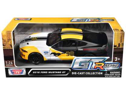 2018 Ford Mustang GT #38 White and Matt Black with Yellow Graphics "GT Racing" Series 1/24 Diecast Model Car by Motormax <h2>2018 Motormax</h2> <p>High-quality perfect for collectors enthusiasts. Feat