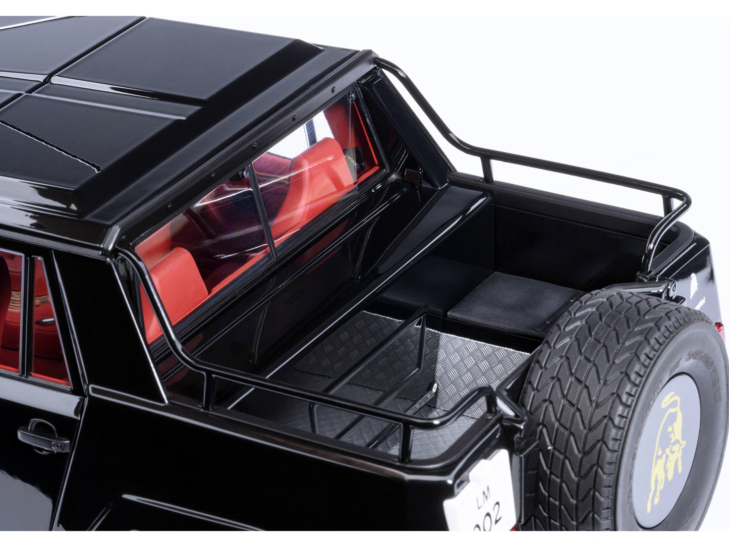 Lamborghini LM002 Nero Tenebre Black with Red Interior 1/18 Model Car by Autoart