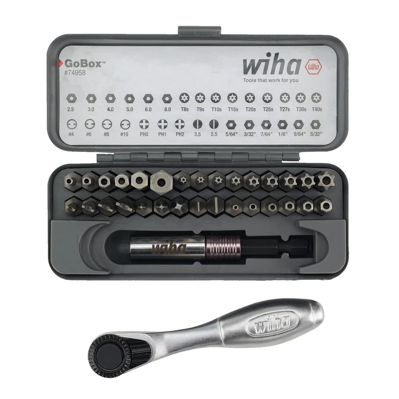Wiha GoBox Security Bit Set with Mini Ratchet (32-Piece)