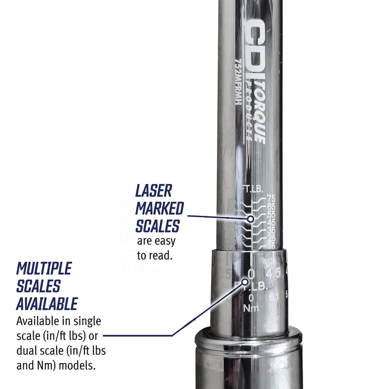 CDI Tools 3/8" Drive 5-75 Foot-Pound Dual Scale Micro-Adjustable Torque Wrench with Non-Slip Grip
