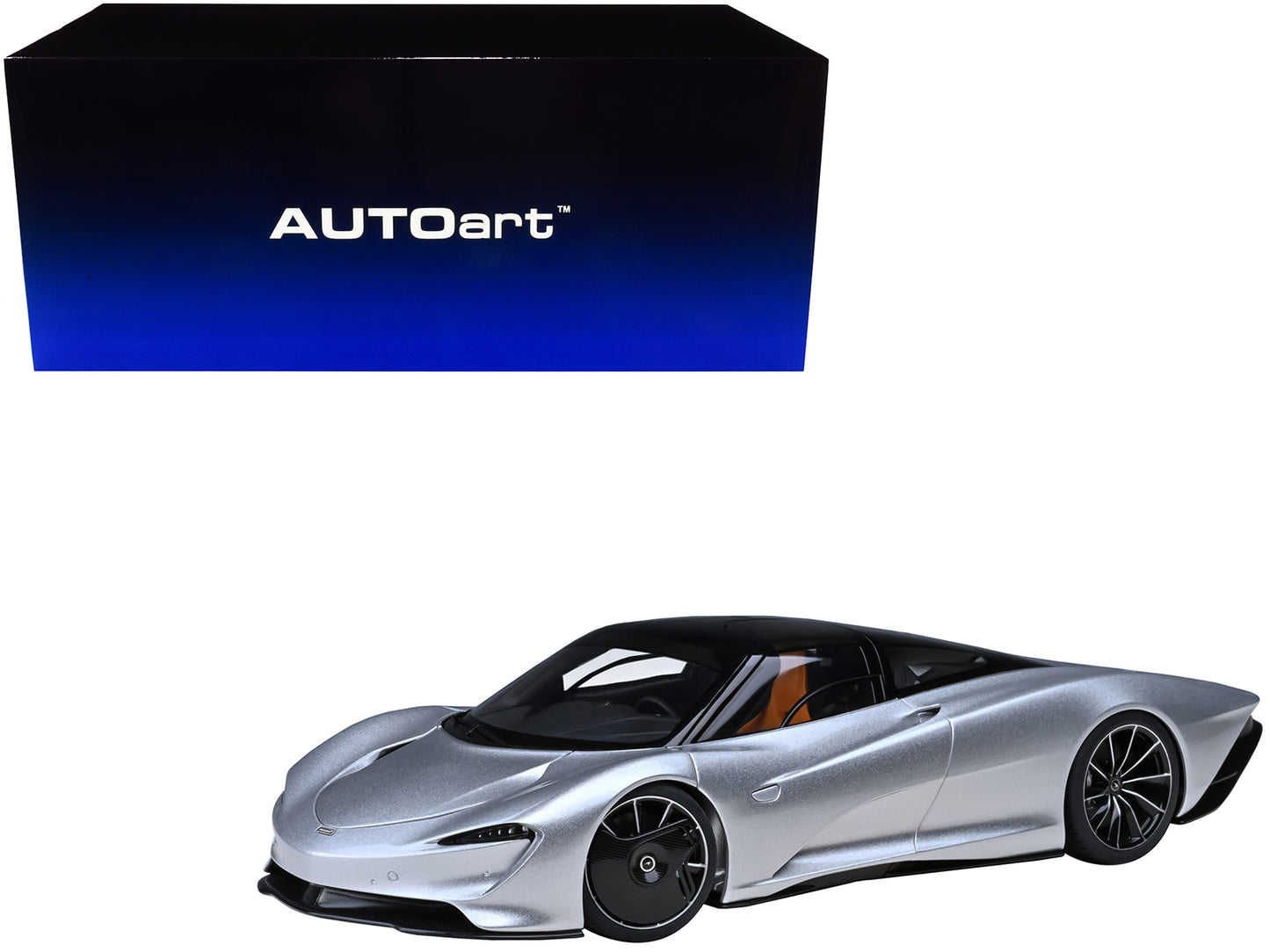 McLaren Speedtail Supernova Silver Metallic with Black Top and Suitcase Accessories 1/18 Model Car by Autoart <h2>McLaren Autoart</h2> <p>High-quality diecast perfect for collectors enthusiasts. Featu