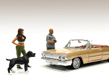 "Lowriderz" Figurine IV and a Dog for 1/18 Scale Models by American Diorama <h2>"Lowriderz" Diorama</h2> <p>High-quality diecast model car perfect collectors enthusiasts. Features detailed interior ex