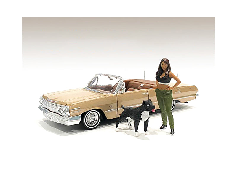 "Lowriderz" Figurine IV and a Dog for 1/18 Scale Models by American Diorama <h2>"Lowriderz" Diorama</h2> <p>High-quality diecast model car perfect collectors enthusiasts. Features detailed interior ex