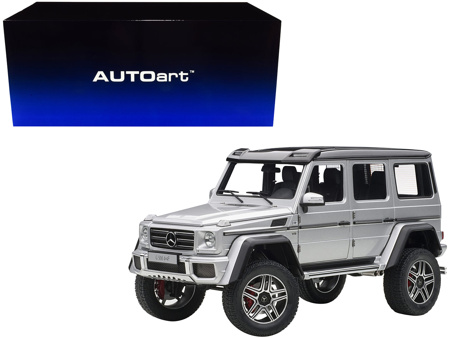 Mercedes Benz G500 4X4 2 Silver 1/18 Model Car by Autoart <h2>Mercedes Autoart</h2> <p>High-quality diecast perfect for collectors and enthusiasts. Features detailed interior exterior craftsmanship, r