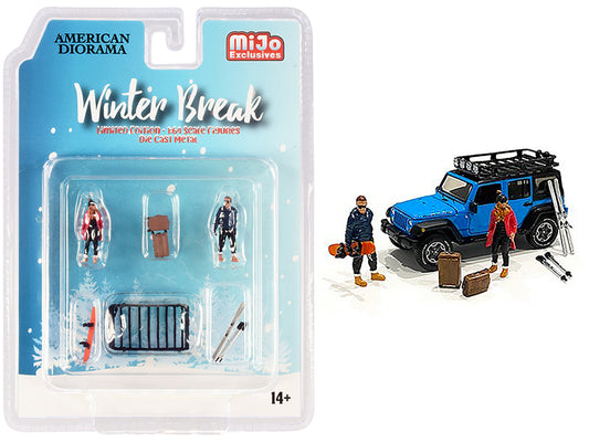 "Winter Break" Diecast Set of 6 pieces (2 Figurines and 4 Accessories) for 1/64 Scale Models by American Diorama <h2>"Winter Diorama</h2> <p>High-quality model car perfect collectors enthusiasts. Feat