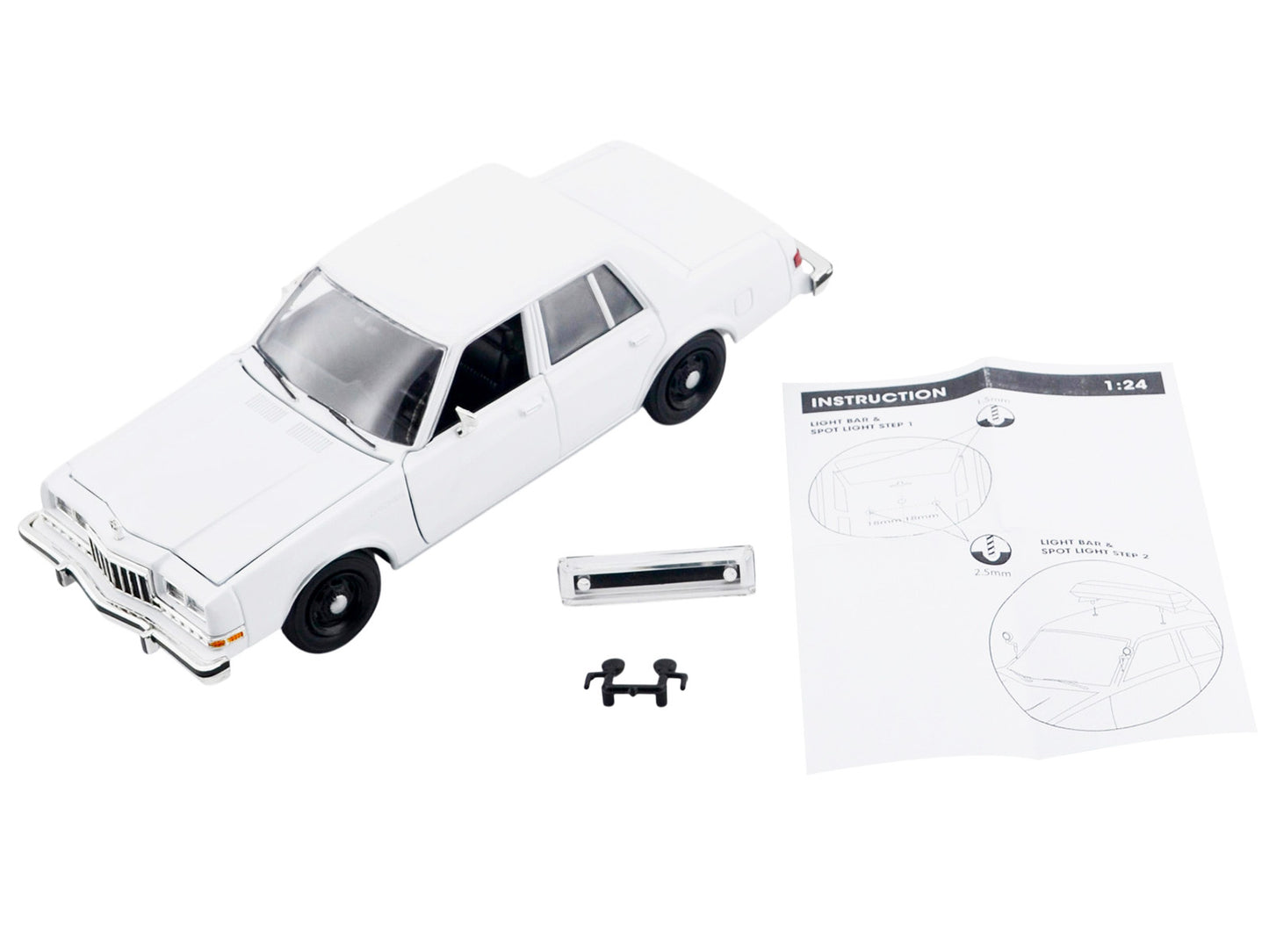 1986 Dodge Diplomat Police Car Unmarked White "Custom Builder's Kit" Series 1/24 Diecast Model by Motormax <h2>1986 Motormax</h2> <p>High-quality perfect for collectors and enthusiasts. Features detai
