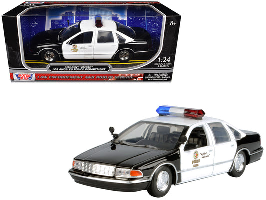 1993 Chevrolet Caprice Police Car "LAPD (Los Angeles Department)" Black and White "Law Enforcement Public Service" Series 1/24 Diecast Model by Motormax <h2>1993 Motormax</h2> <p>High-quality perfect