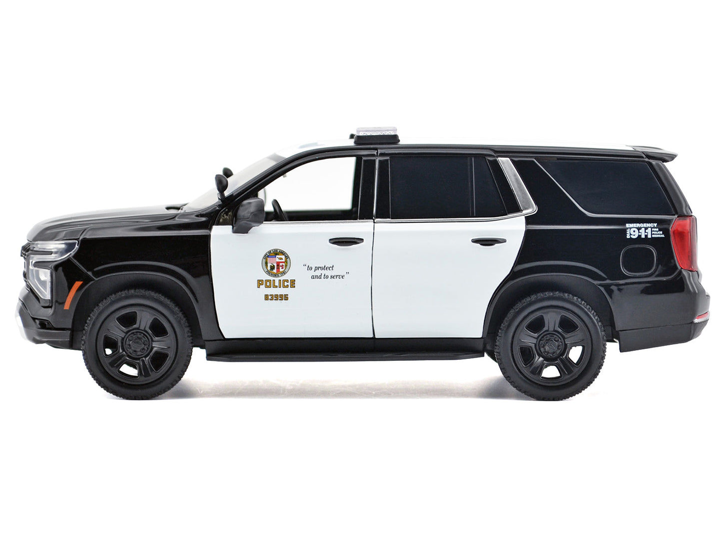 2025 Chevrolet Tahoe Police Pursuit Vehicle "Los Angeles Department (LAPD)" Black and White "Law Enforcement Public Service" Series 1/24 Diecast Model Car by Motormax <h2>2025 Motormax</h2> <p>High-qu