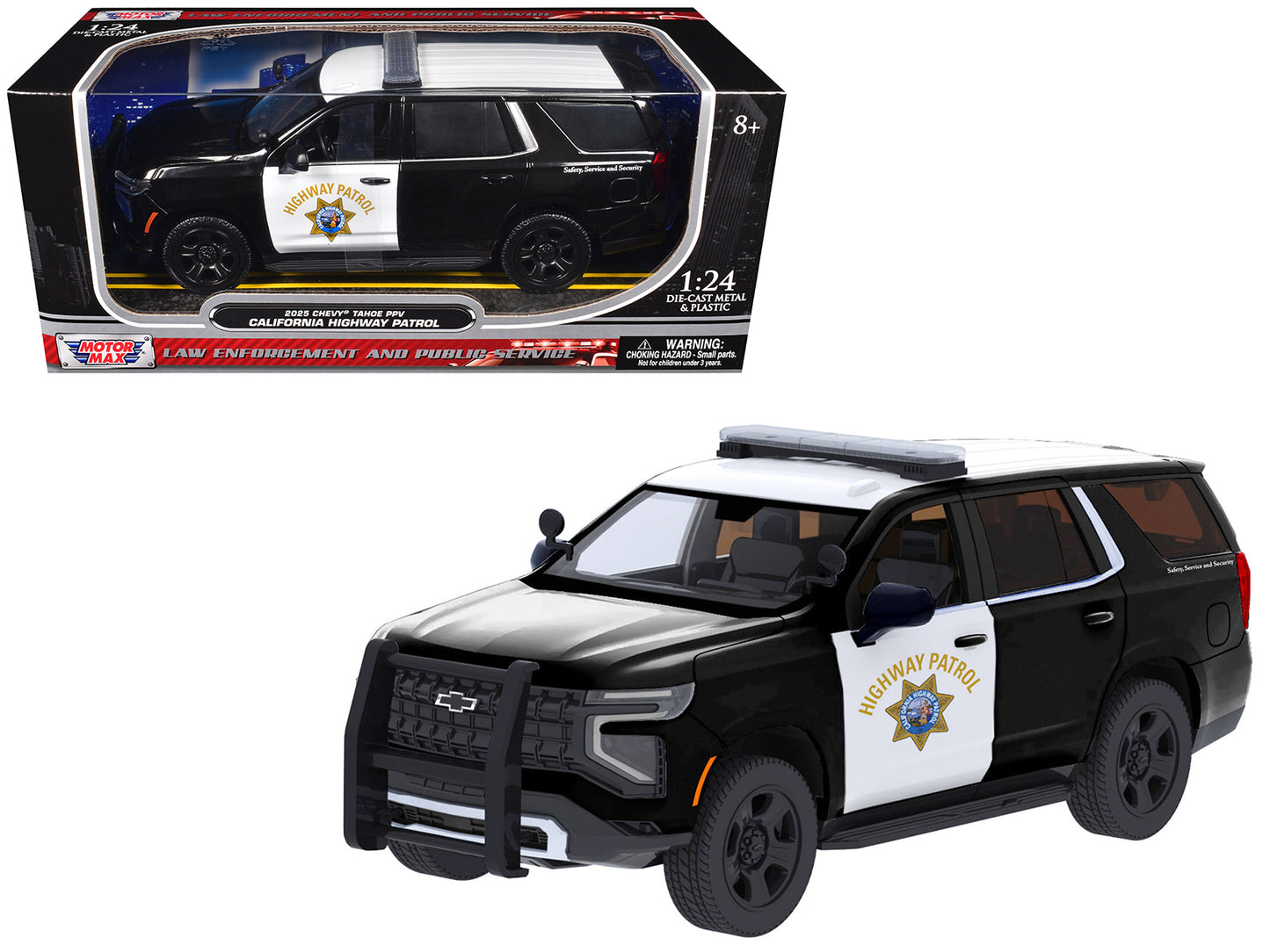 2025 Chevrolet Tahoe Police Pursuit Vehicle "California Highway Patrol" Black and White "Law Enforcement Public Service" Series 1/24 Diecast Model Car by Motormax <h2>2025 Motormax</h2> <p>High-qualit
