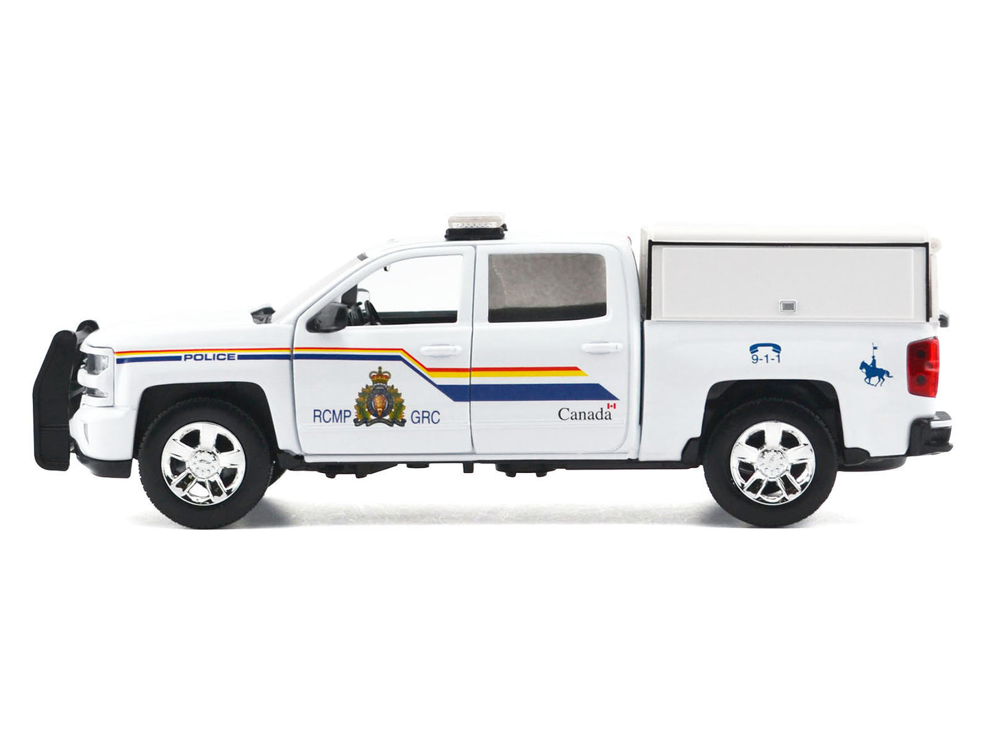 2017 Chevrolet Silverado 1500 LT Z71 Crew Cab Pickup Truck with Camper Box "Royal Canadian Mounted Police" White "Law Enforcement and Public Service" Series 1/27 T&y Diecast Model Car by Motormax