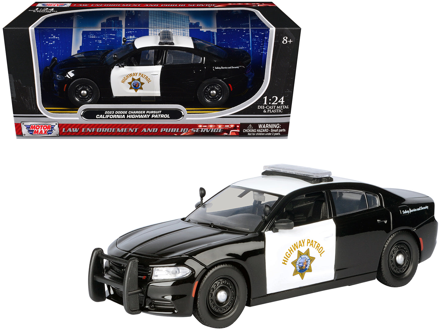 2023 Dodge Charger Pursuit Police Car "California Highway Patrol" Black and White "Law Enforcement Public Service" Series 1/24 Diecast Model by Motormax <h2>2023 Motormax</h2> <p>High-quality perfect