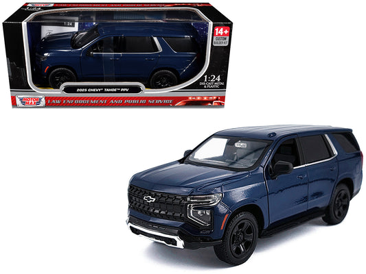 2025 Chevrolet Tahoe PPV Dark Blue "Custom Builder's Kit - Law Enforcement and Public Service" Series 1/24 T&y Diecast Model Car by Motormax