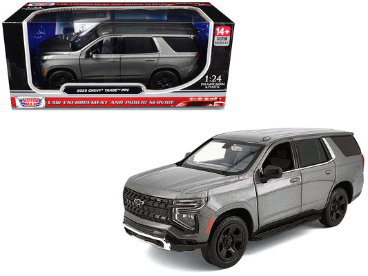 2025 Chevrolet Tahoe PPV Dark Gray Metallic "Custom Builder's Kit - Law Enforcement and Public Service" 1/24 T&y Diecast Model Car by Motormax