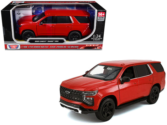 2025 Chevrolet Tahoe PPV Red "Custom Builder's Kit - Law Enforcement and Public Service" Series 1/24 T&y Diecast Model Car by Motormax