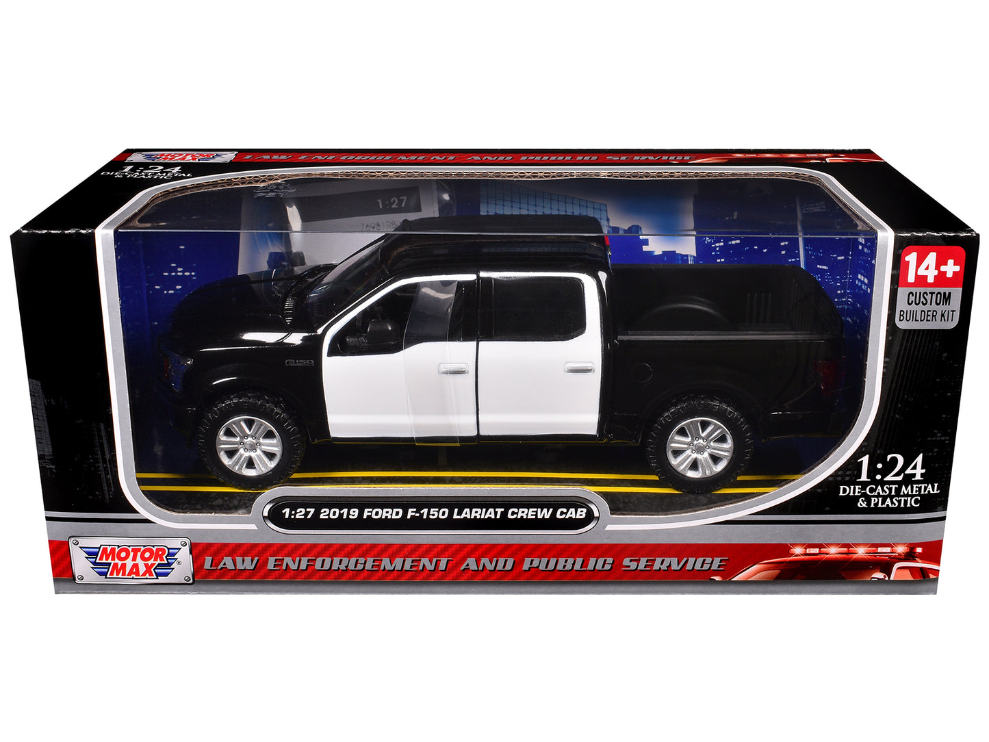 2019 Ford F-150 Lariat Crew Cab Pickup Truck Unmarked Plain Black and White "Custom Builder's Kit - Law Enforcement Public Service" Series 1/27 Diecast Model Car by Motormax <h2>2019 Motormax</h2> <p>