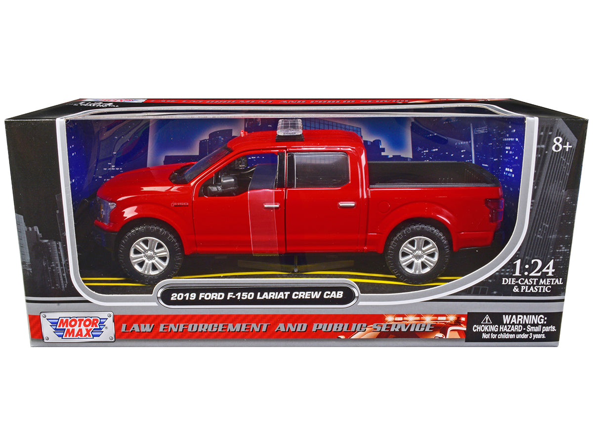 2019 Ford F-150 Lariat Crew Cab Pickup Truck Unmarked Fire Department Red "Law Enforcement and Public Service" Series 1/24 Diecast Model Car by Motormax <h2>2019 Motormax</h2> <p>High-quality perfect