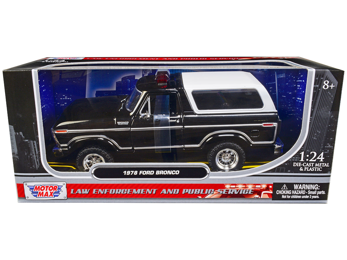 1978 Ford Bronco Police Car Unmarked Black with White Top "Law Enforcement and Public Service" Series 1/24 Diecast Model by Motormax <h2>1978 Motormax</h2> <p>High-quality perfect for collectors enthu