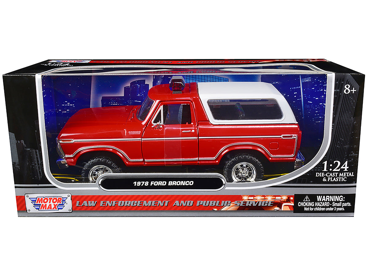 1978 Ford Bronco Fire Department Unmarked Red "Law Enforcement and Public Service" Series 1/24 Diecast Model Car by Motormax <h2>1978 Motormax</h2> <p>High-quality perfect for collectors enthusiasts.