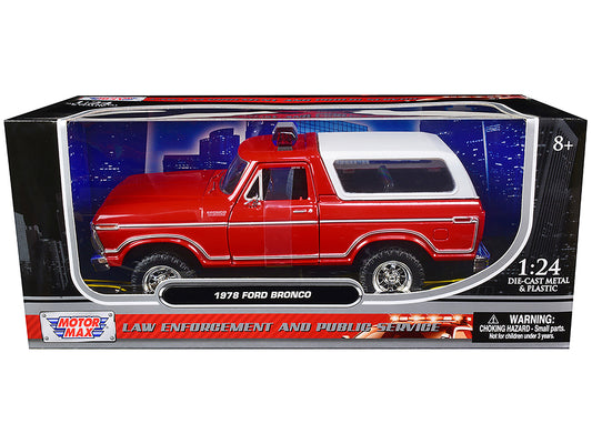 1978 Ford Bronco Fire Department Unmarked Red "Law Enforcement and Public Service" Series 1/24 Diecast Model Car by Motormax <h2>1978 Motormax</h2> <p>High-quality perfect for collectors enthusiasts.
