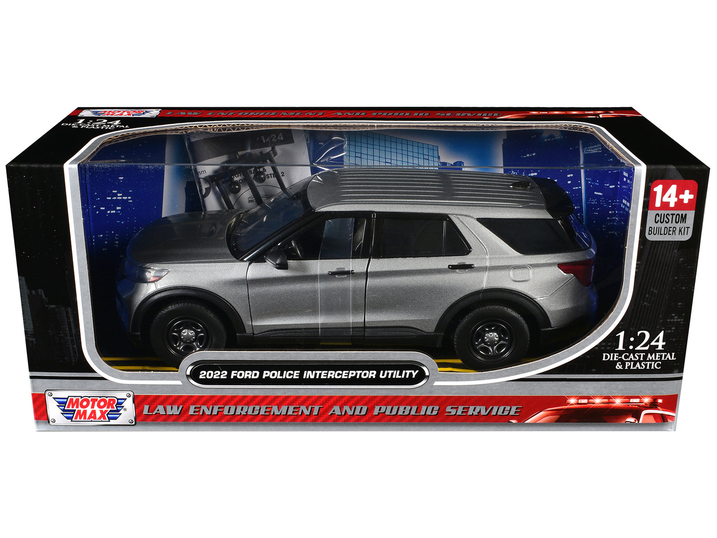 2022 Ford Police Interceptor Utility Unmarked Silver Metallic "Builder's Kit" "Law Enforcement and Public Service" Series 1/24 Diecast Model Car by Motormax <h2>2022 Motormax</h2> <p>High-quality perf
