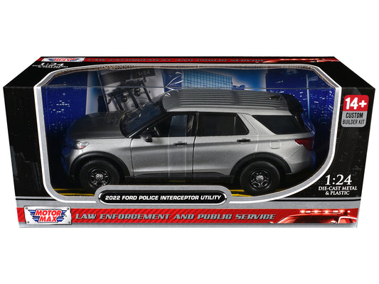 2022 Ford Police Interceptor Utility Unmarked Silver Metallic "Builder's Kit" "Law Enforcement and Public Service" Series 1/24 Diecast Model Car by Motormax <h2>2022 Motormax</h2> <p>High-quality perf