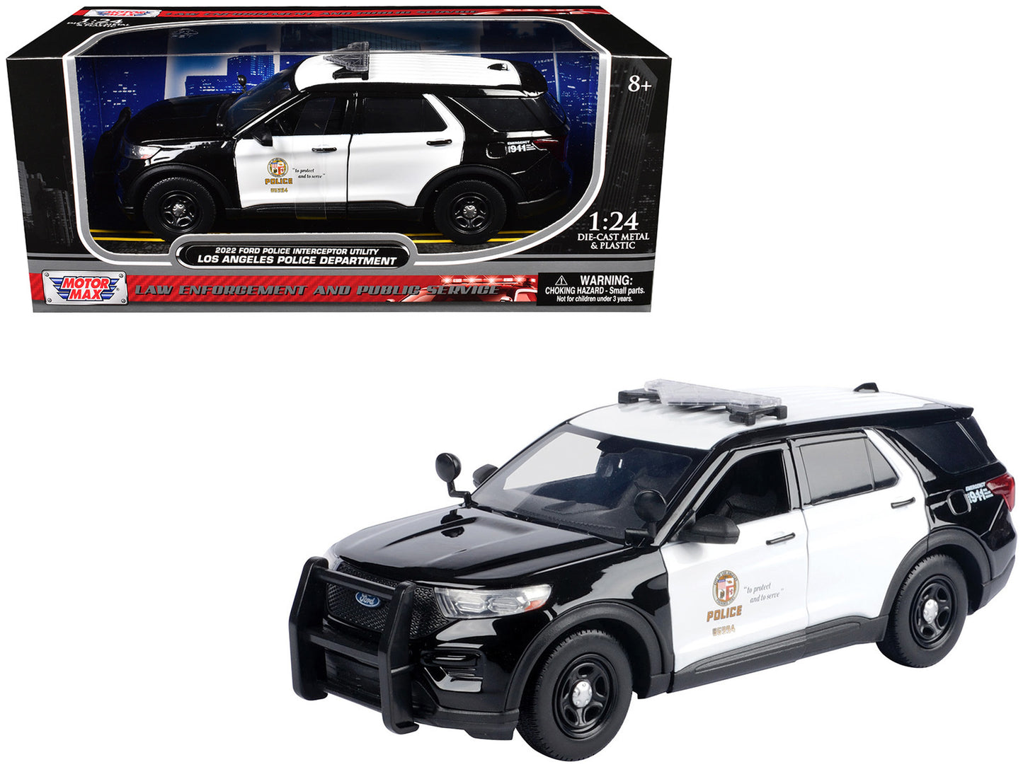 2022 Ford Police Interceptor Utility "Los Angeles Department" Black and White "Law Enforcement Public Service" Series 1/24 Diecast Model Car by Motormax <h2>2022 Motormax</h2> <p>High-quality perfect