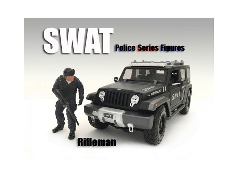 SWAT Team Rifleman Figure For 1:18 Scale Models by American Diorama <h2>SWAT Diorama</h2> <p>High-quality diecast model car perfect collectors and enthusiasts. Features detailed interior exterior craf