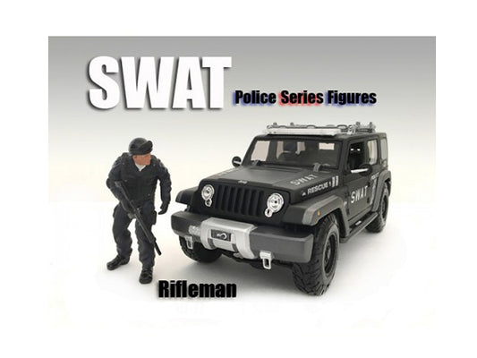 SWAT Team Rifleman Figure For 1:18 Scale Models by American Diorama <h2>SWAT Diorama</h2> <p>High-quality diecast model car perfect collectors and enthusiasts. Features detailed interior exterior craf