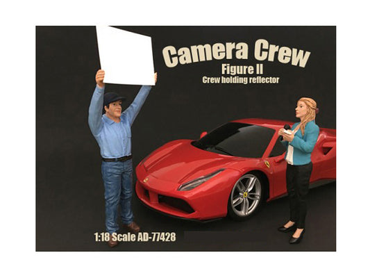 Camera Crew Figure II "Crew Holding Reflector" For 1:18 Scale Models by American Diorama <h2>Camera Diorama</h2> <p>High-quality diecast model car perfect collectors and enthusiasts. Features detailed