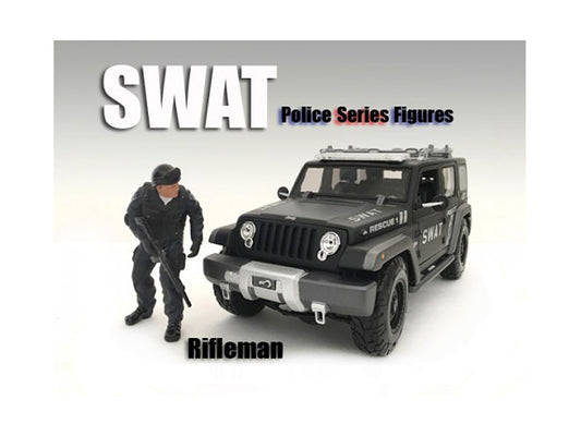 SWAT Team Rifleman Figure For 1:24 Scale Models by American Diorama <h2>SWAT Diorama</h2> <p>High-quality diecast model car perfect collectors and enthusiasts. Features detailed interior exterior craf
