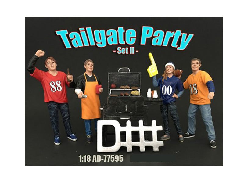 Tailgate Party Set II 4 Piece Figure For 1:18 Scale Models by American Diorama <h2>Tailgate Diorama</h2> <p>High-quality diecast model car perfect collectors and enthusiasts. Features detailed interio