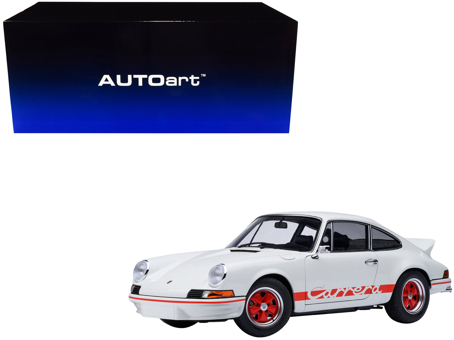 Porsche 911 Carrera 2.7 RS Grand Prix White with Red Stripes and Wheels 1/18 Model Car by Autoart <h2>Porsche Autoart</h2> <p>High-quality diecast perfect for collectors enthusiasts. Features detailed
