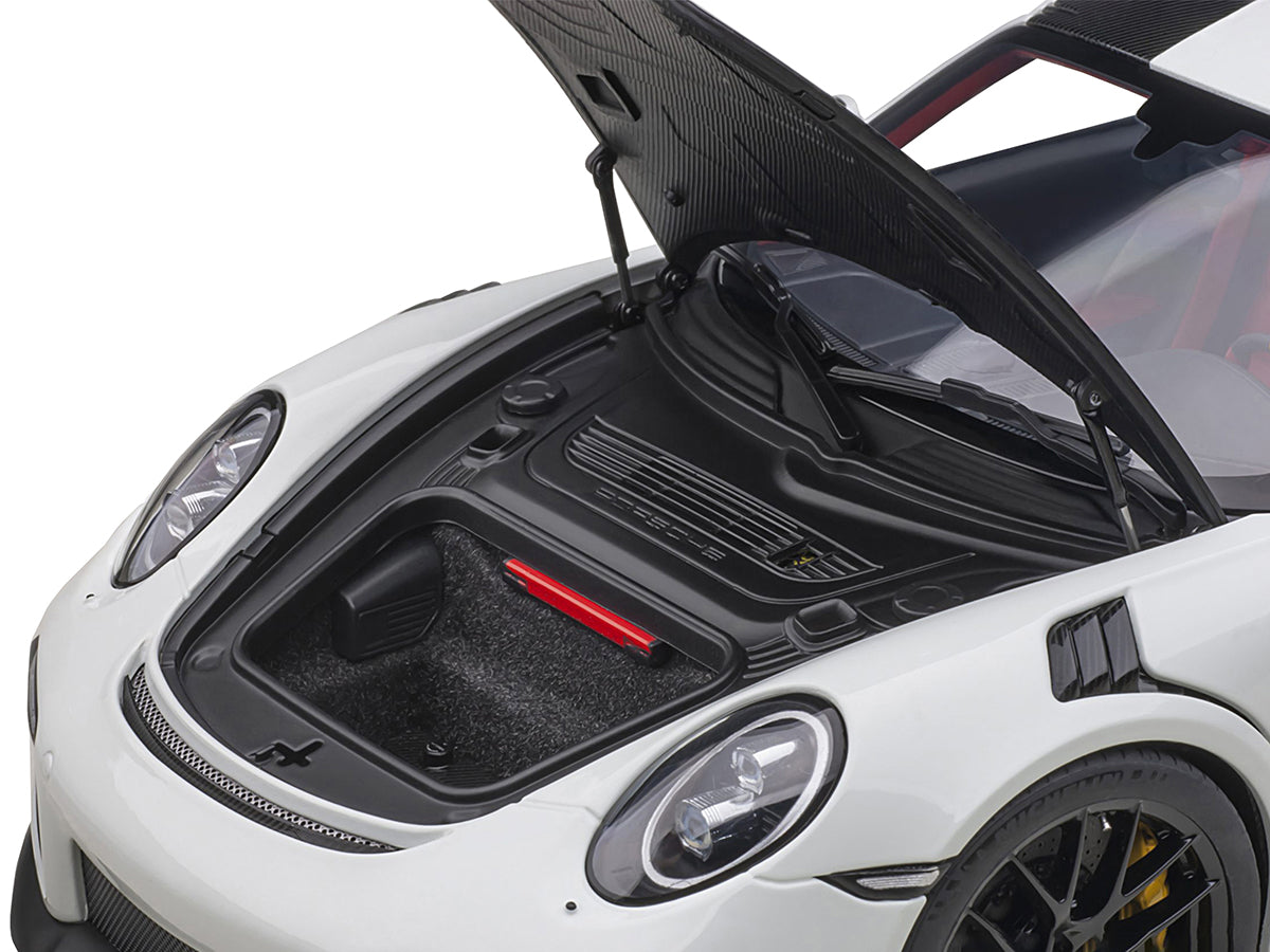 Porsche 911 (991.2) GT2 RS Weissach Package White with Carbon Stripes 1/18 Model Car by Autoart <h2>Porsche Autoart</h2> <p>High-quality diecast perfect for collectors and enthusiasts. Features detail