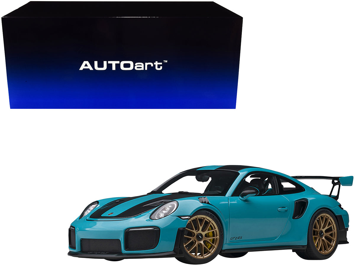Porsche 911 (991.2) GT2 RS Weissach Package Miami Blue with Carbon Stripes 1/18 Model Car by Autoart <h2>Porsche Autoart</h2> <p>High-quality diecast perfect for collectors and enthusiasts. Features d