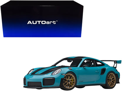 Porsche 911 (991.2) GT2 RS Weissach Package Miami Blue with Carbon Stripes 1/18 Model Car by Autoart <h2>Porsche Autoart</h2> <p>High-quality diecast perfect for collectors and enthusiasts. Features d