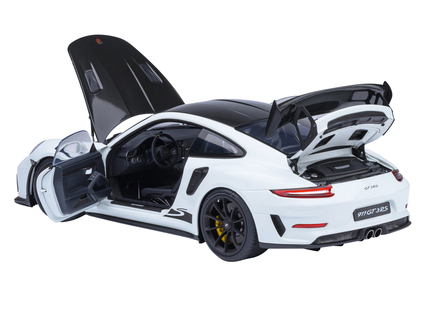 Porsche 911 (991.2) GT3 RS Weissach Package White with Carbon Hood and Top 1/18 Model Car by Autoart <h2>Porsche Autoart</h2> <p>High-quality diecast perfect for collectors enthusiasts. Features detai