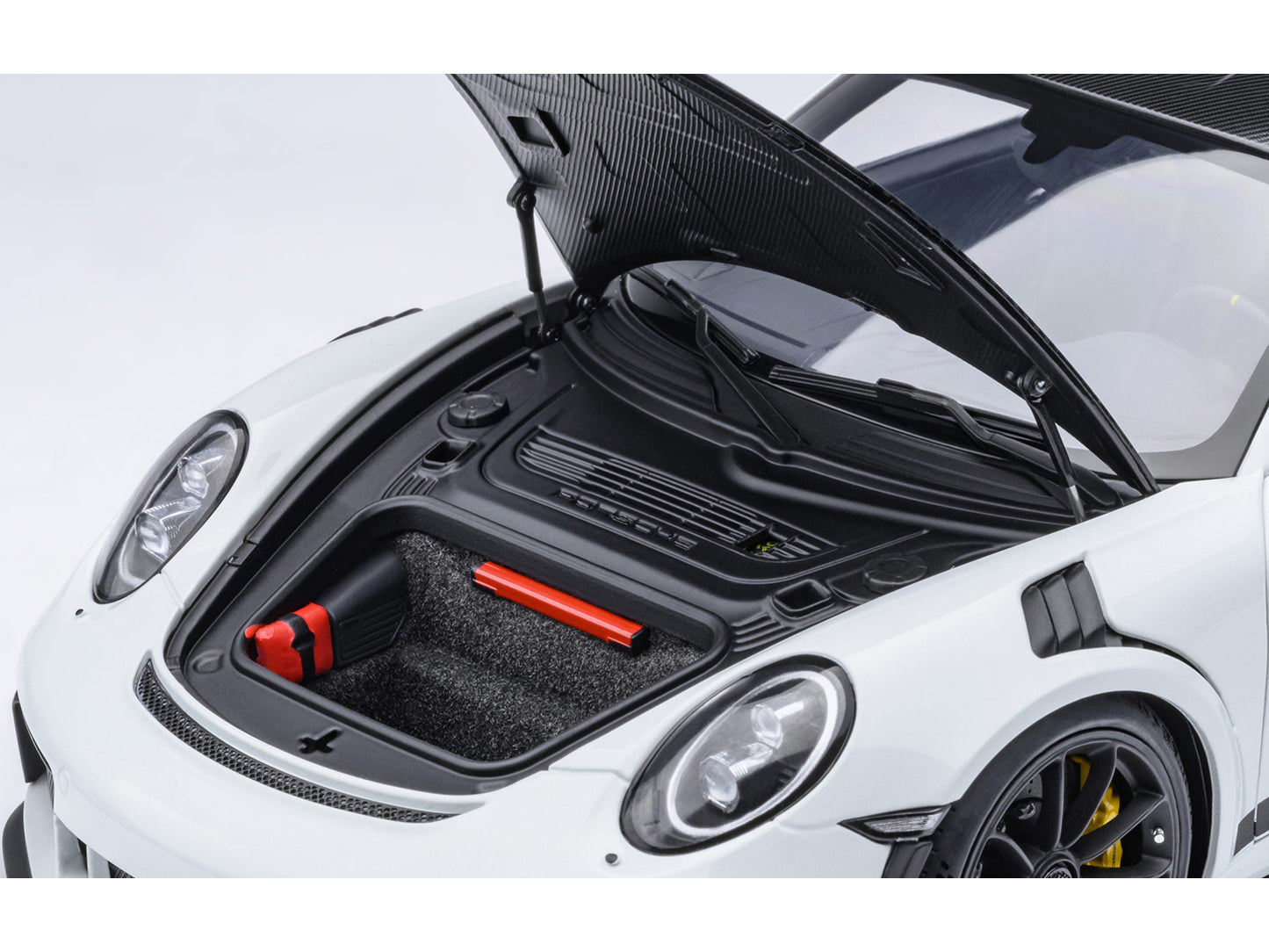 Porsche 911 (991.2) GT3 RS Weissach Package White with Carbon Hood and Top 1/18 Model Car by Autoart <h2>Porsche Autoart</h2> <p>High-quality diecast perfect for collectors enthusiasts. Features detai
