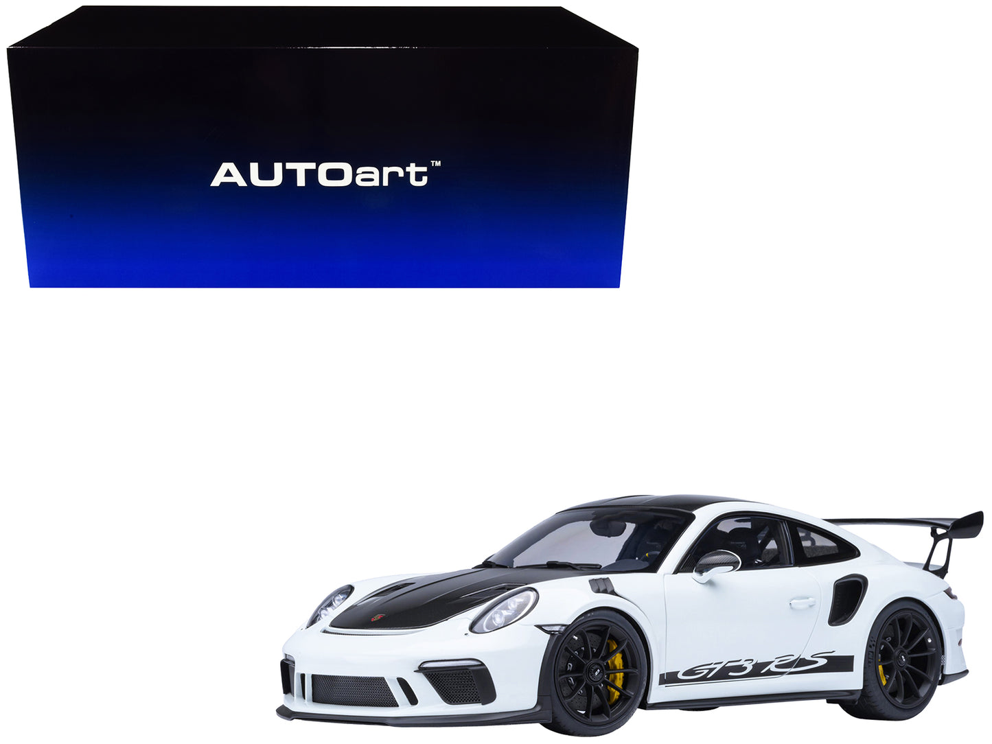 Porsche 911 (991.2) GT3 RS Weissach Package White with Carbon Hood and Top 1/18 Model Car by Autoart <h2>Porsche Autoart</h2> <p>High-quality diecast perfect for collectors enthusiasts. Features detai