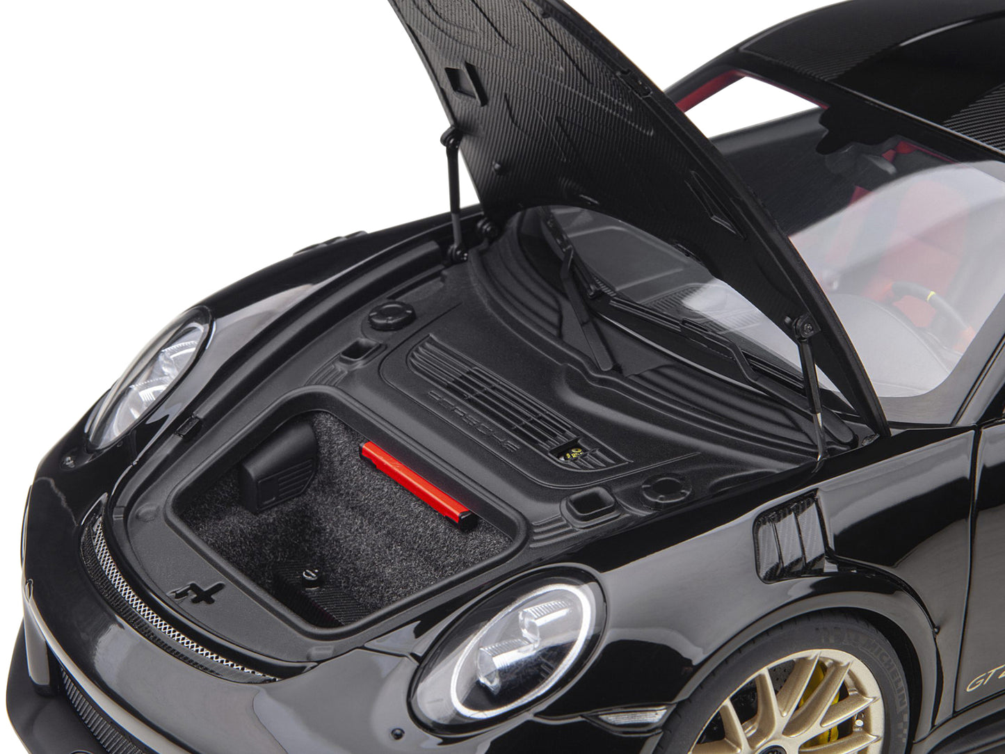 Porsche 911 (991.2) GT2 RS Weissach Package Black with Carbon Stripes 1/18 Model Car by Autoart <h2>Porsche Autoart</h2> <p>High-quality diecast perfect for collectors and enthusiasts. Features detail