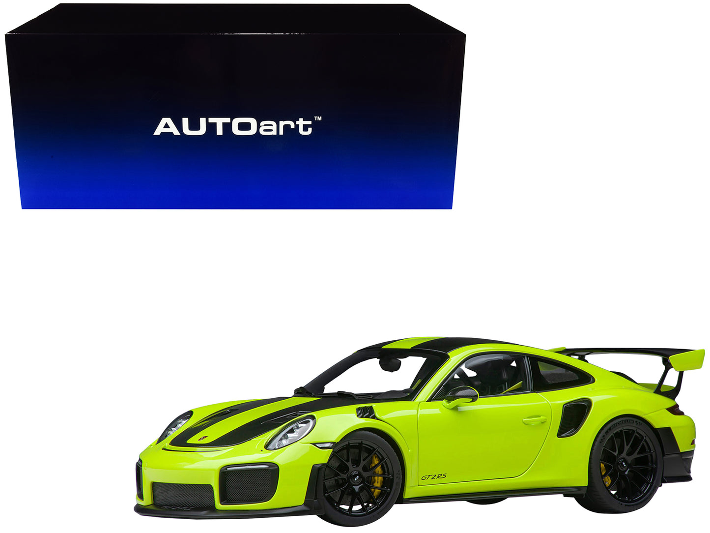 Porsche 911 (991.2) GT2 RS Weissach Package Acid Green with Carbon Stripes 1/18 Model Car by Autoart <h2>Porsche Autoart</h2> <p>High-quality diecast perfect for collectors and enthusiasts. Features d