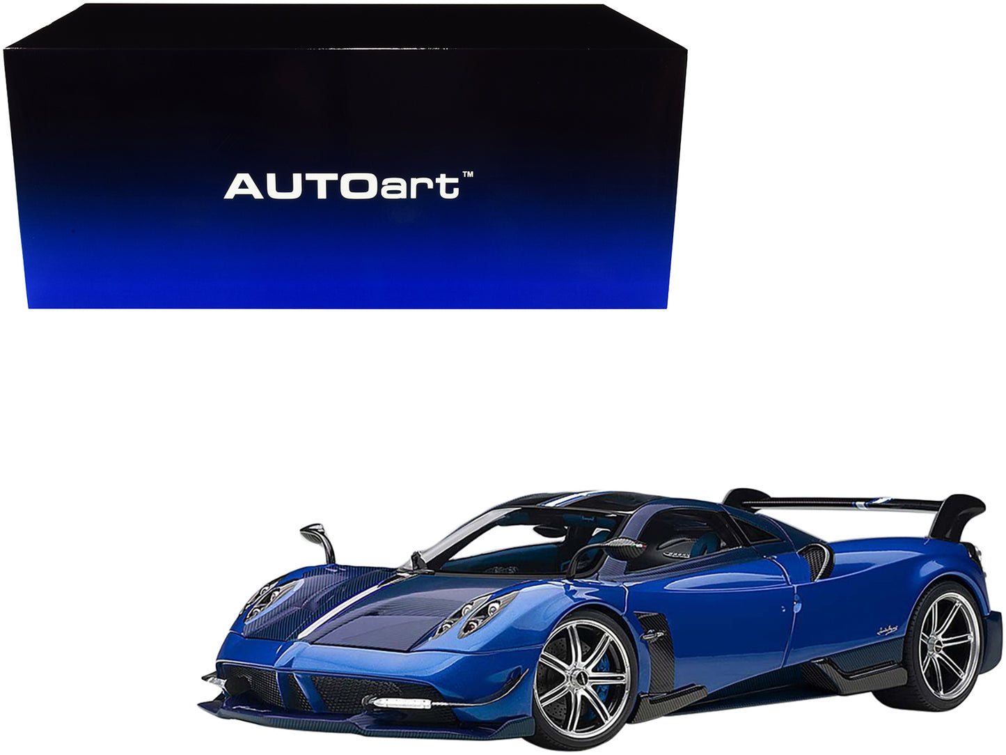 Pagani Huayra BC Blu Francia / Candy Blue Metallic with Carbon Accents 1/18 Model Car by Autoart <h2>Pagani Autoart</h2> <p>High-quality diecast perfect for collectors and enthusiasts. Features detail