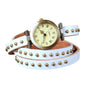 Fashionable Rivet Leather Belt Retro Watch Hand Chain-White C