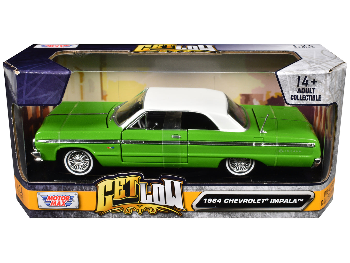 1964 Chevrolet Impala Lowrider Hard Top Green with White "Get Low" Series 1/24 Diecast Model Car by Motormax <h2>1964 Motormax</h2> <p>High-quality perfect for collectors and enthusiasts. Features det