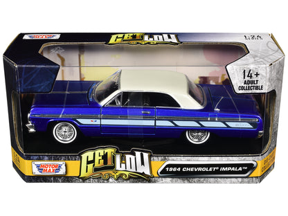 1964 Chevrolet Impala Lowrider Hard Top Candy Blue Metallic with Cream "Get Low" Series 1/24 Diecast Model Car by Motormax <h2>1964 Motormax</h2> <p>High-quality perfect for collectors and enthusiasts