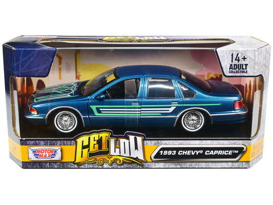 1993 Chevrolet Caprice Lowrider Blue Metallic with Graphics "Get Low" Series 1/24 Diecast Model Car by Motormax <h2>1993 Motormax</h2> <p>High-quality perfect for collectors and enthusiasts. Features