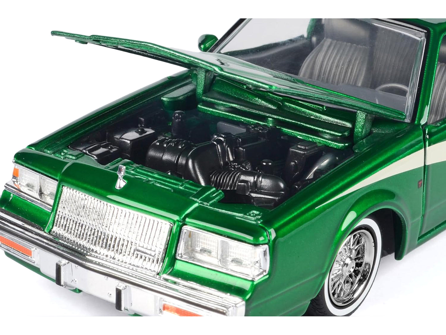 1987 Buick Regal 3.8 SFI Turbo Green Metallic and Cream with Graphics "Get Low" Series 1/24 Diecast Model Car by Motormax <h2>1987 Motormax</h2> <p>High-quality perfect for collectors enthusiasts. Fea