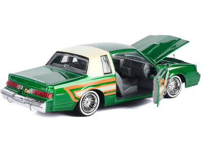 1987 Buick Regal 3.8 SFI Turbo Green Metallic and Cream with Graphics "Get Low" Series 1/24 Diecast Model Car by Motormax <h2>1987 Motormax</h2> <p>High-quality perfect for collectors enthusiasts. Fea