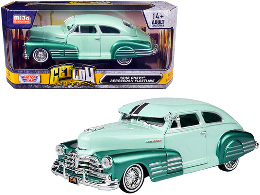 1948 Chevrolet Aerosedan Fleetside Lowrider Pastel Green and Metallic Two-Tone "Get Low" Series 1/24 Diecast Model Car by Motormax <h2>1948 Motormax</h2> <p>High-quality perfect for collectors enthusi