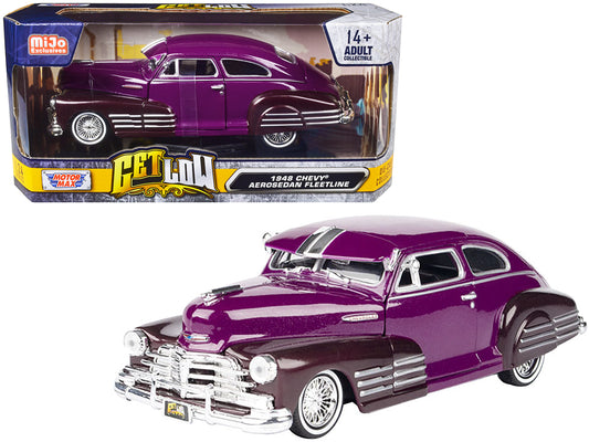 1948 Chevrolet Aerosedan Fleetside Lowrider Purple Metallic and Dark Two-Tone "Get Low" Series 1/24 Diecast Model Car by Motormax <h2>1948 Motormax</h2> <p>High-quality perfect for collectors enthusia